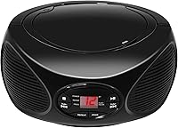 Vista 3 de GPX Radio FM Bluetooth portátil Boombox y reproductor de CD, negro (BCB119B)