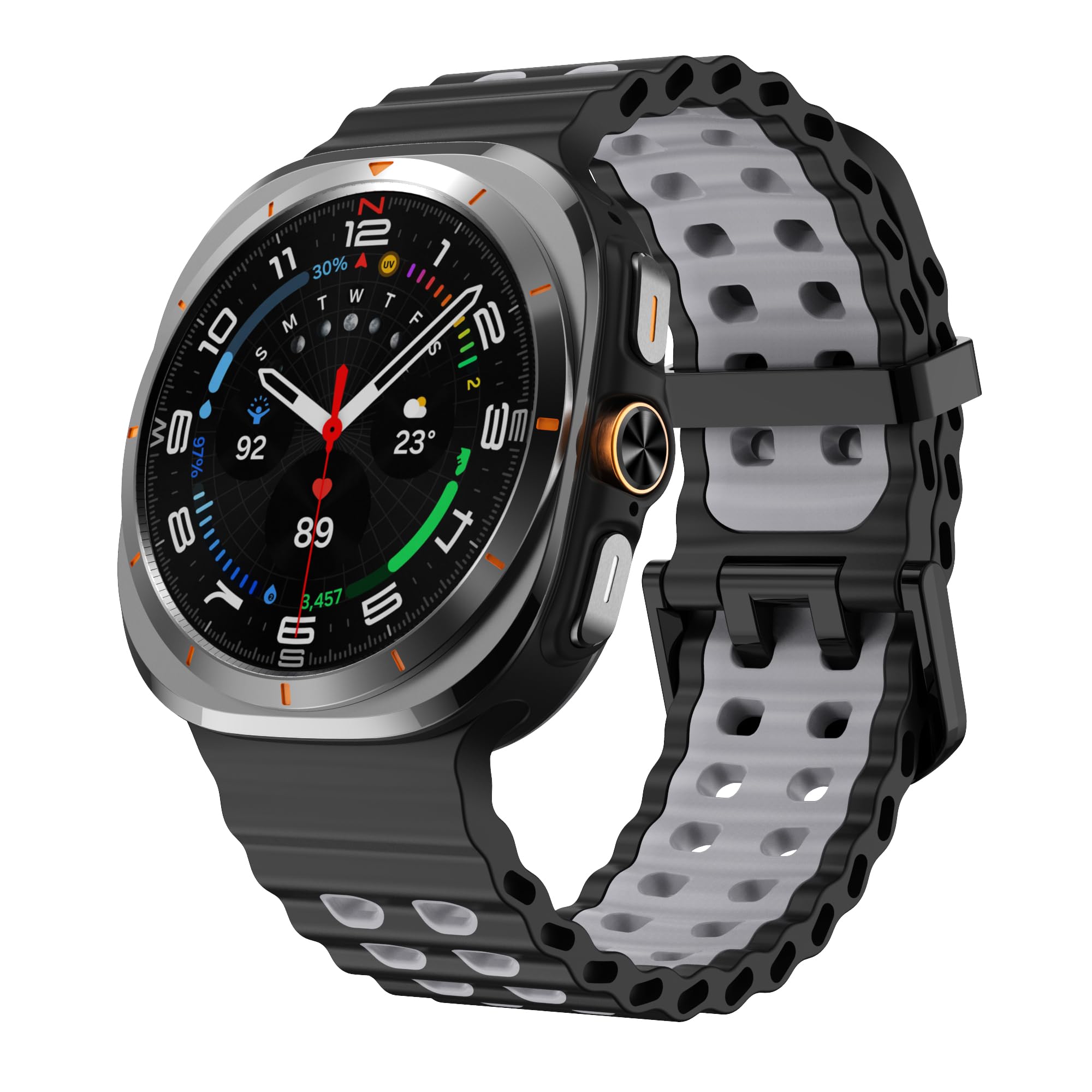 ZAPPER Ocean Marine Silicone Sports Strap Compatible with Samsung Galaxy Watch Ultra (2024 & 2025) & Watch Ultra 2 (2026) – Breathable Soft Replacement Wristband for Men & Women, Adjustable Dual Color-image-34