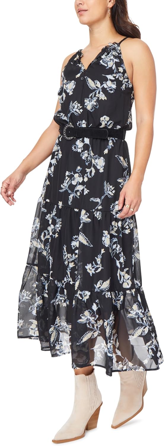 WallFlower Women's April Chiffon Belted Maxi Dress