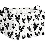 HIYAGON Rectangular Gift Basket Kids Baby Storage Bin Toy Organizer Box for Girls Love Room Decor(Black Light Heart)