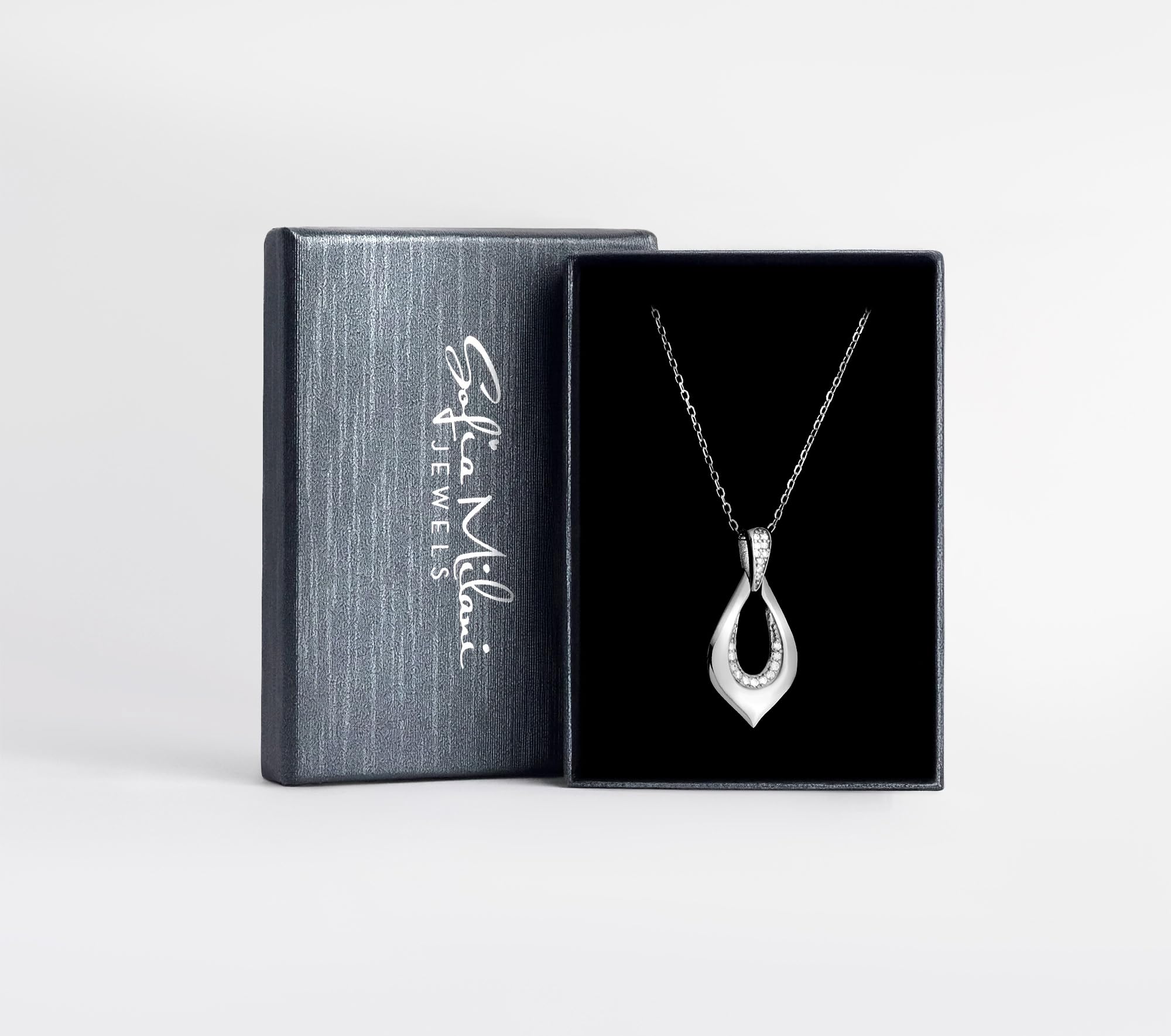 Sofia Milani - Collana da Donna in Argento 925 - con Pietra Zircone - Ciondolo ad Ovale