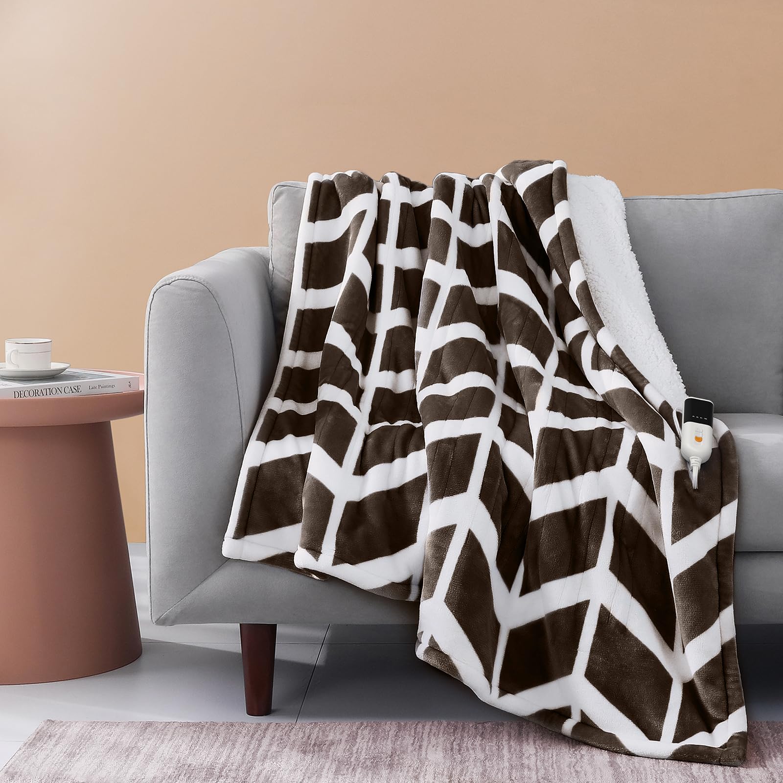 VENTIMI Heated Blanket Twin, 9 Heat Levels & 2-10 Hours Auto Off, Coffee
