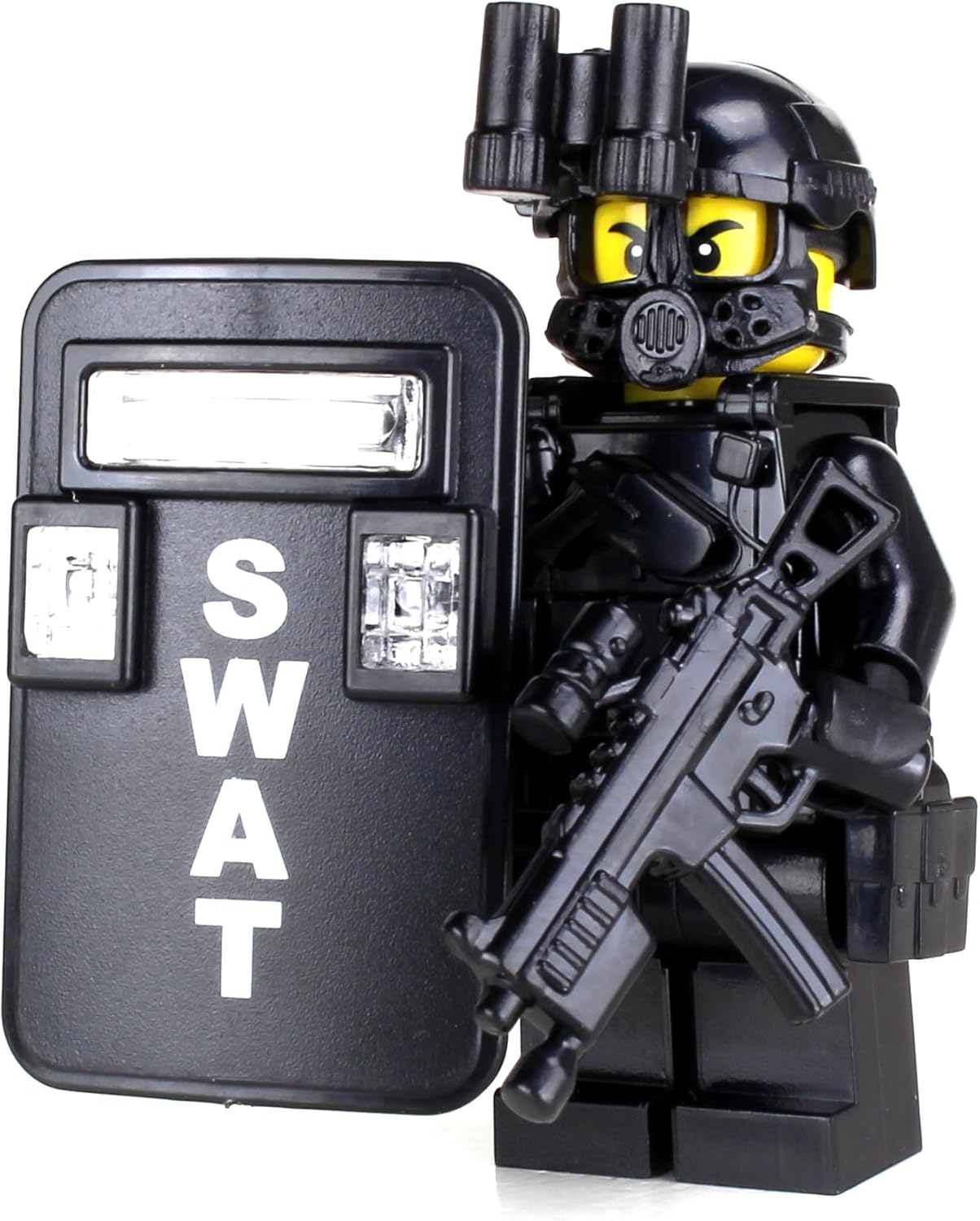 Battle Brick 1.6 Inches Tall Collectible SWAT Police Officer Pointman Custom Minifigure| Genuine Police Minifig | Great Gift for Ages 10+ to Adult AFOL