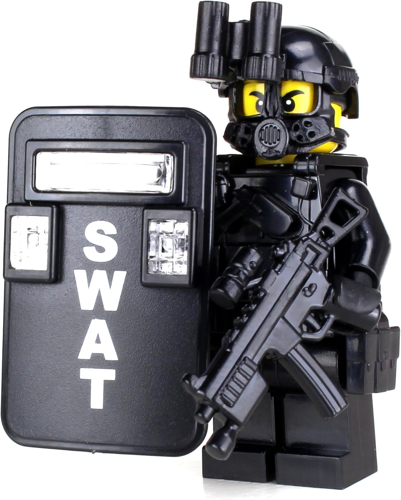 Battle Brick 1.6 Inches Tall Collectible SWAT Police Officer Pointman Custom Minifigure| Genuine Police Minifig | Great Gift for Ages 10+ to Adult AFOL
