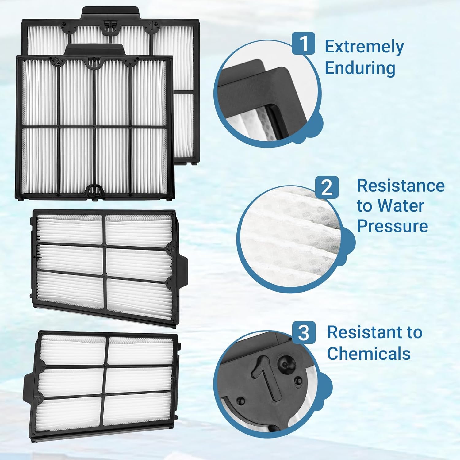 GJK 9991467-R4 Ultra Fine Filter Compatible with Dolphin S200, Proteus DX4, Active 20, Active 30, M600, S300i Robotic Pool Cleaners, Pleated Cartridge Filter, Pack of 4
