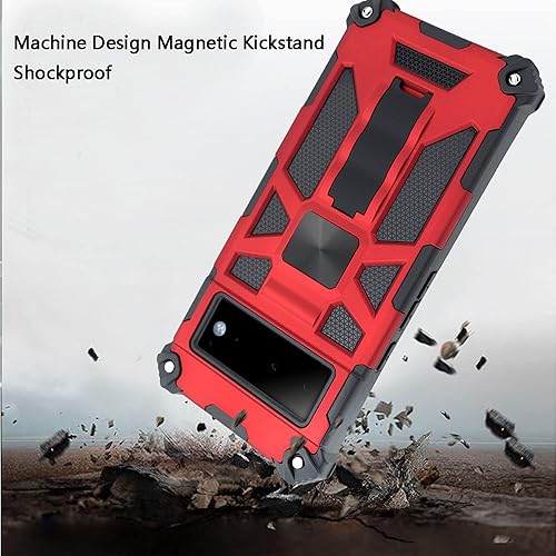 Miniatura 9 de Funda compatible con Google Pixel 6, funda para Google Pixel6, soporte magnético Hybid a prueba de golpes, grado militar, funda para teléfono (negro)