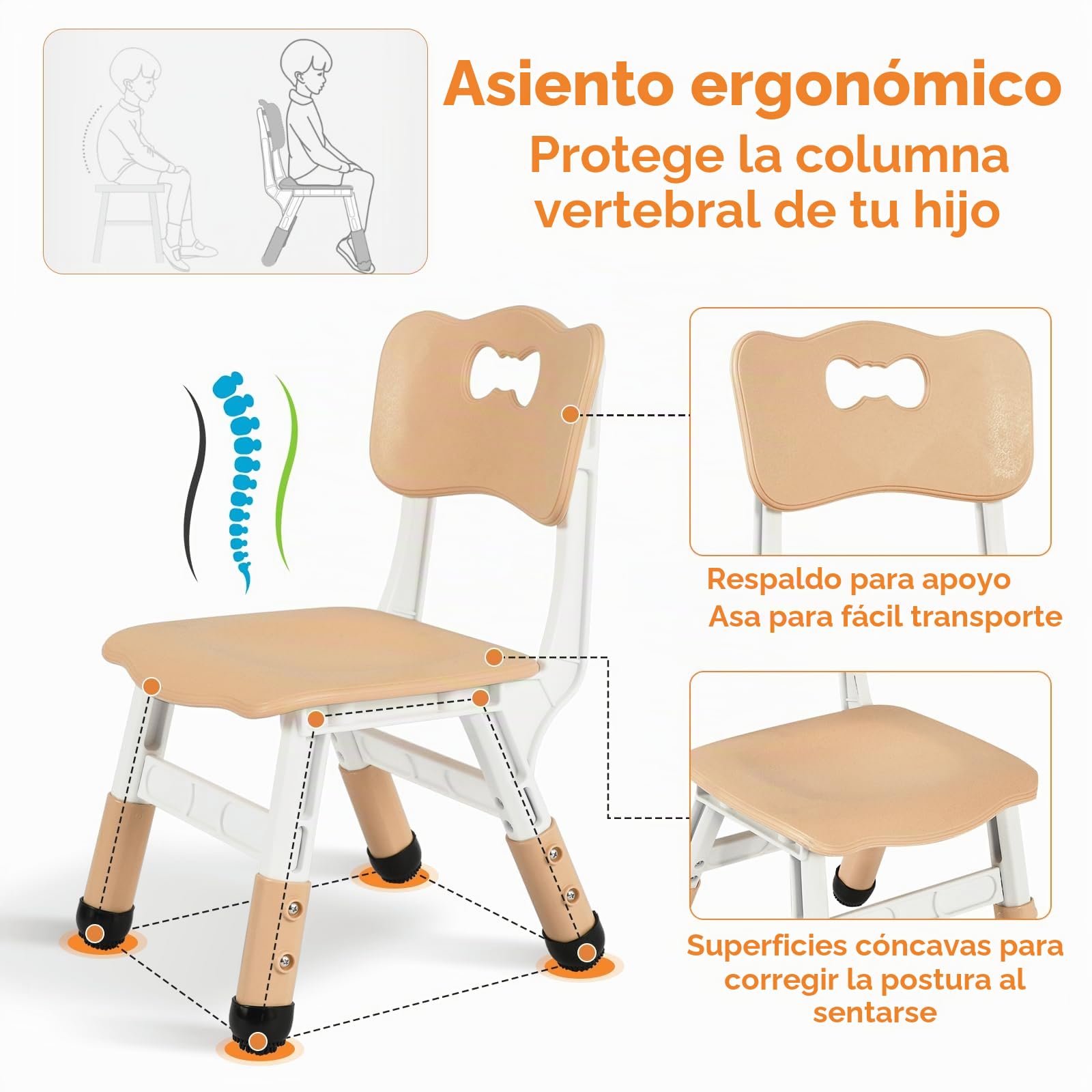 Mesa niños Infantil con 6 Sillas, Grupo de Mesa Infantil en Altura Ajustable, Juego de Sillas para Jardín de Infantes y Habitación, Grupo de Asientos para Niños y Niñas a Partir de 2 Años, Amarillo