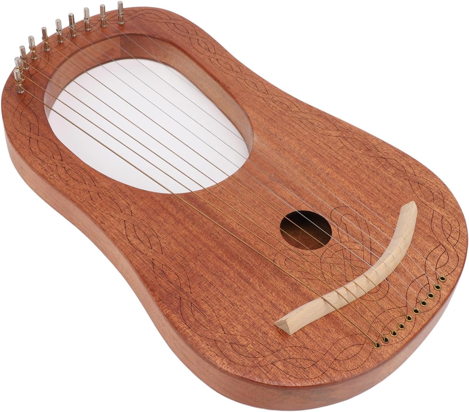 Gavigain 10 String Mini Harp, C Major Scale, Okoume Wood, Bone Saddle, Easy Tuning, Lightweight, Portable, Ideal for Beginners and Students