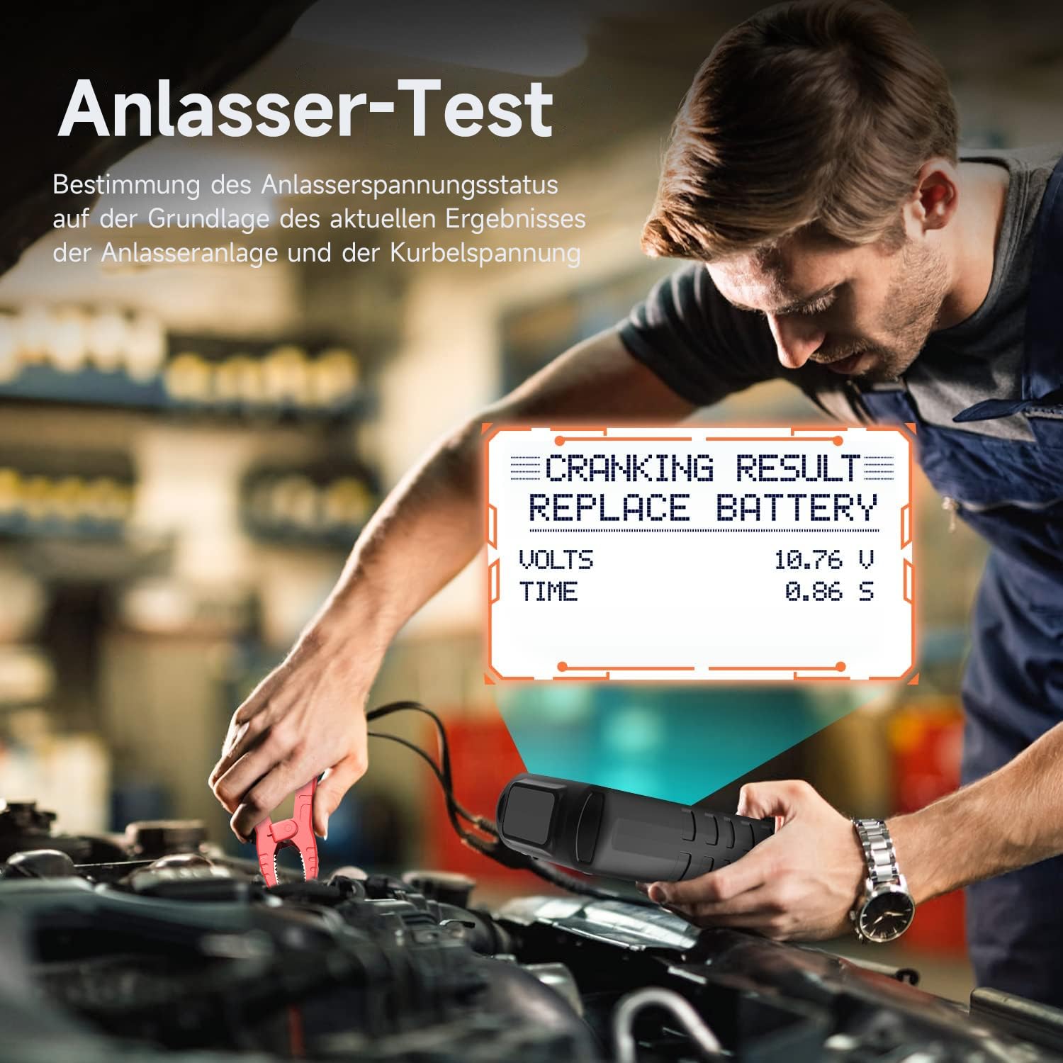 FOXWELL BT705 Batterietester 12V 24V, KFZ Autobatterie Tester 100-2000CCA Lasttester, Car Batterie Tester auto Lade-Anlasser-System Autoatterie Analysator für Auto, SUV, Motorrad, LKW, Marine.