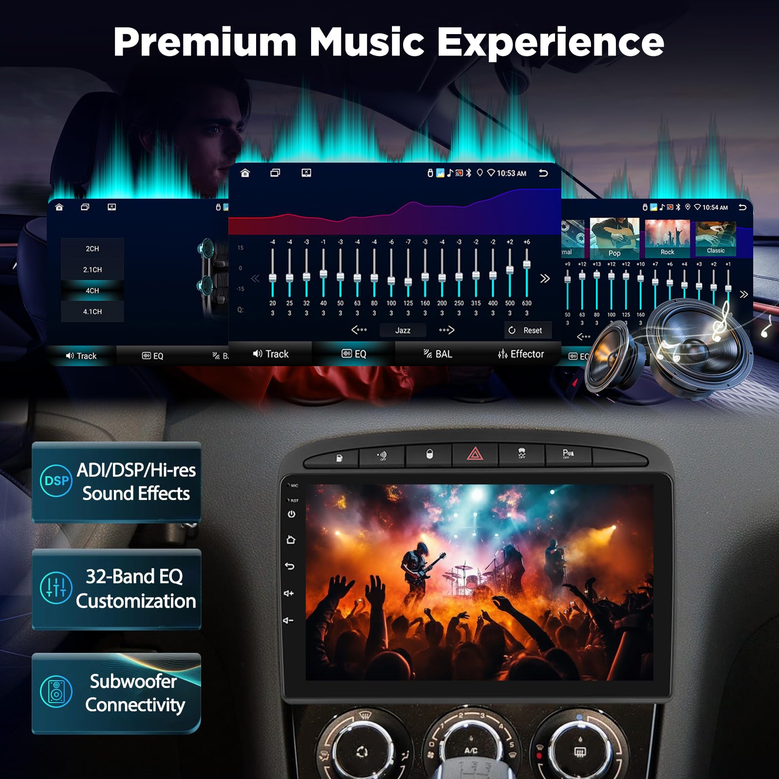 Autoradio 8 Core 6+128GB per Peugeot 308 408 2007–2015, Stereo Android Touchscreen con CarPlay Wireless, GPS WiFi DSP HiFi, Plug & Play Radio + Telecamera Posteriore