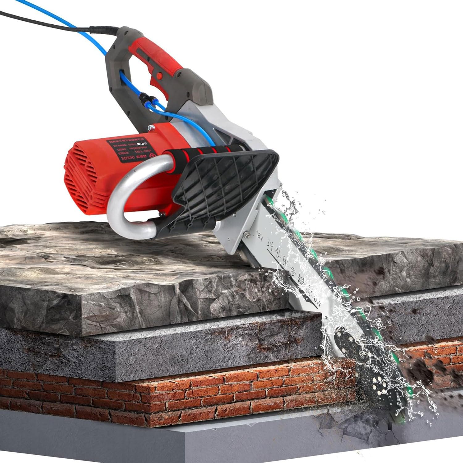 Máquina de corte eléctrica de ranura de pared con supresión de polvo alimentada por agua para ranurar ladrillo, granito, mármol, hormigón, sierra cortadora de hormigón eficiente para trabajos de