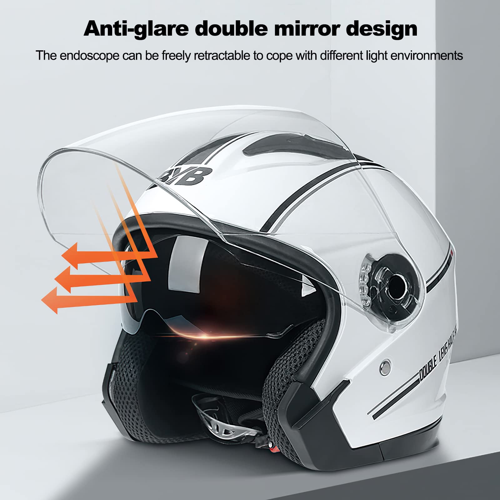 Casco de Moto Jet Abierto, Casco de Patinete Eléctrico con Visera, Casco Moto de Scooter para Mujer Hombre Adultos