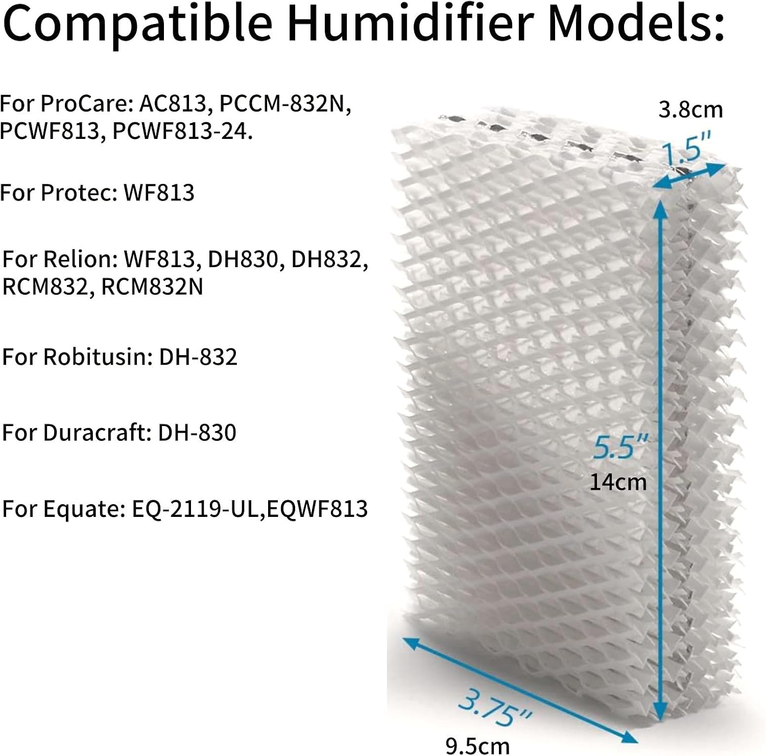 4pcs Humidifier Filter for Equate EQ-2119-UL, EQWF813 Accessory