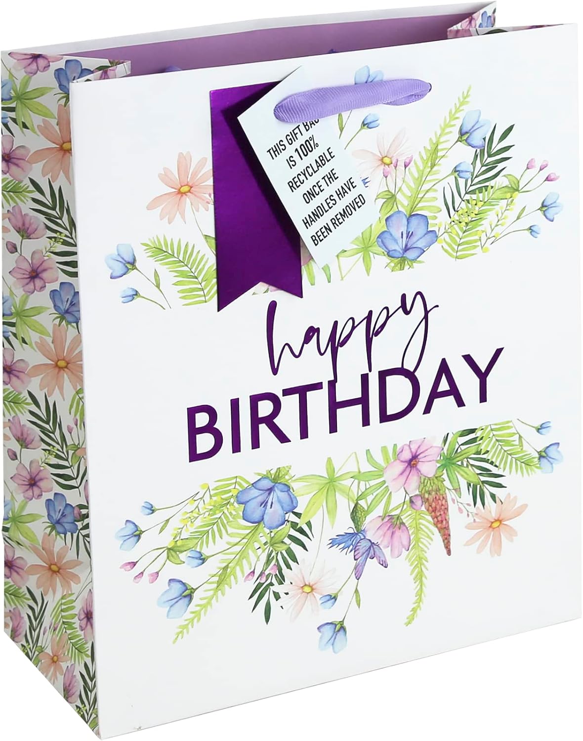 Eurowrap Beautiful Floral Brown Kraft Paper Gift Bag 100% Recyclable - View #7