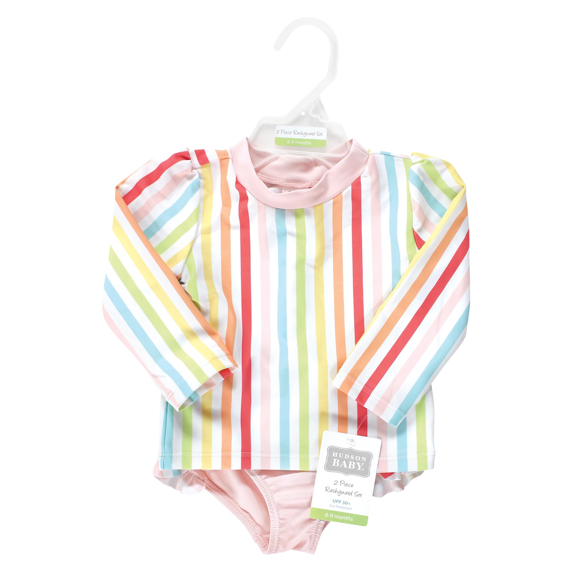 Hudson Baby Unisex Baby Swim Rashguard Set, Rainbow Stripe, 3T