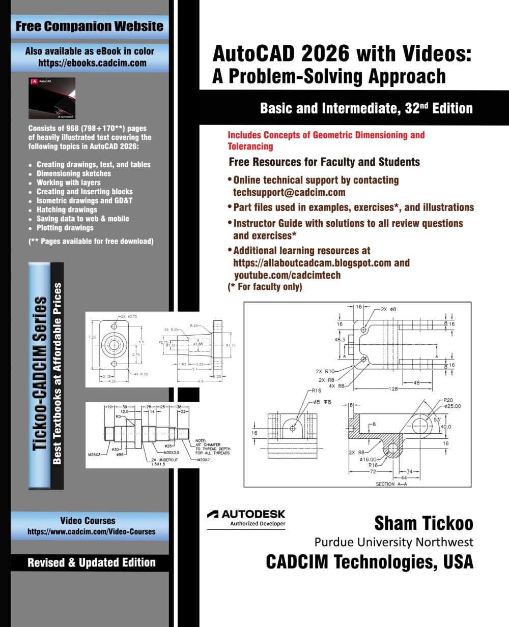 AutoCAD 2026 with Videos: A Problem-Solving Approach, Basic and Intermediate, 32nd Edition
