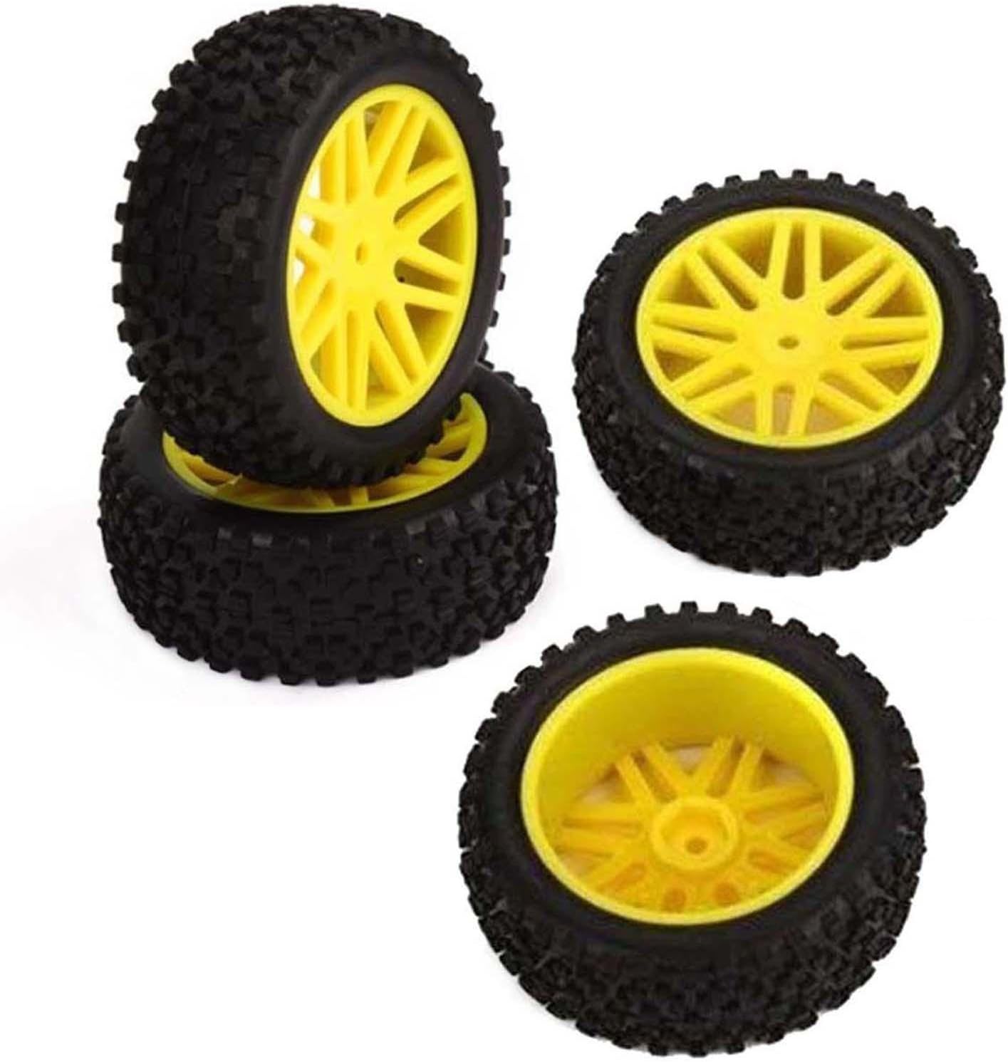 Wheel Rim & Rubber Tyre Tires Front & Rear for RC 1/10 Off-Road Car Buggy Y(4pcs)