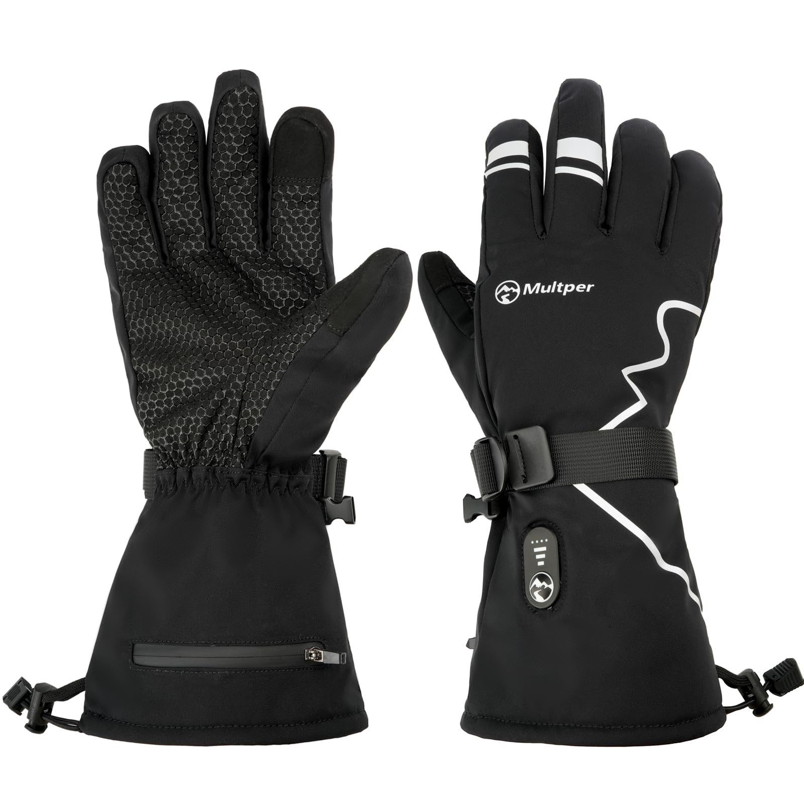 Multper Guantes calefactables para hombres y mujeres, 7,4 V, 3000 mAh × 2, 3 niveles de calefacción, guantes de esquí con pantalla táctil, impermeables para deportes de invierno, esquí y escalada - XL
