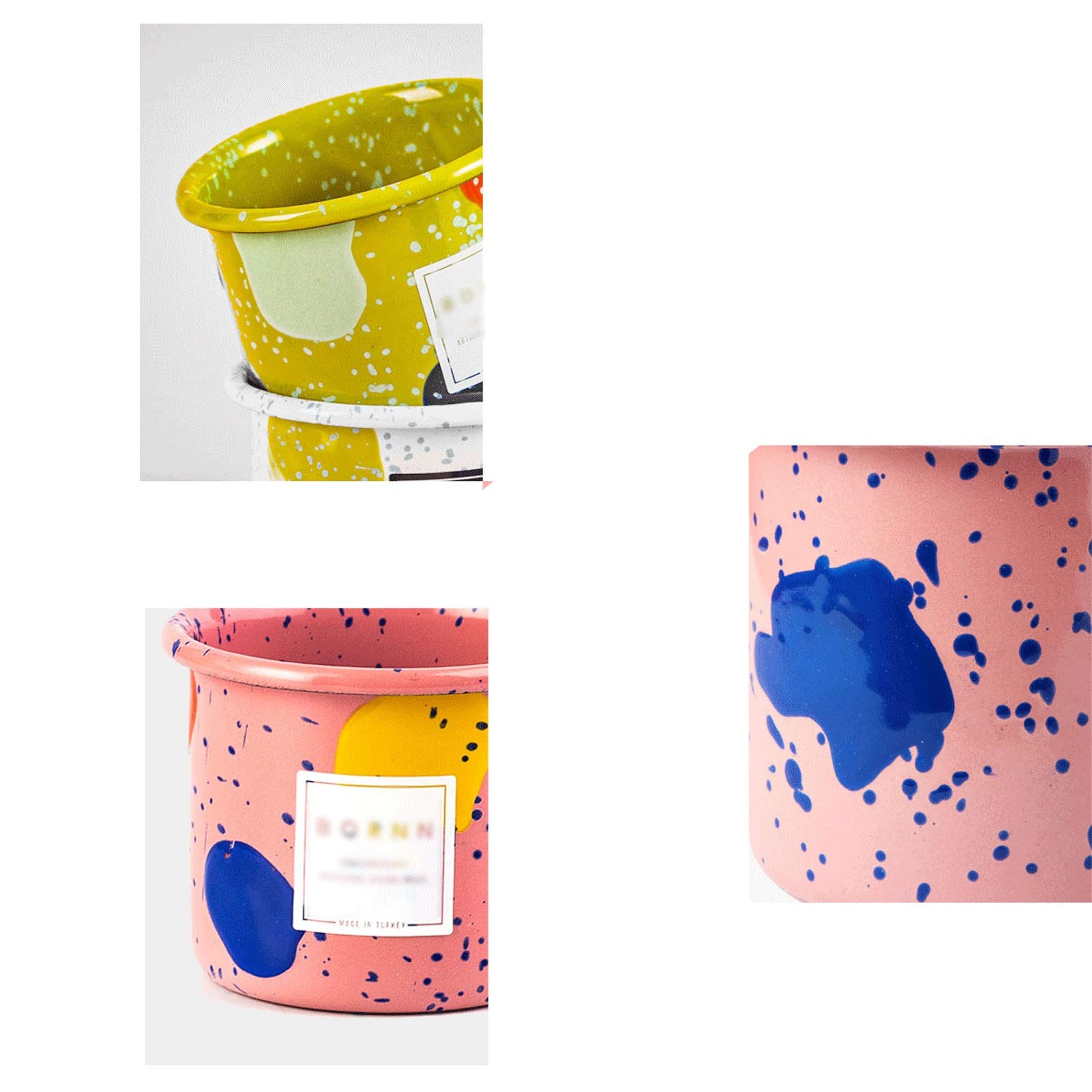 MRKU La Serie di Tazze smaltate è Adatta per casa, Ufficio, Viaggi, Campeggio, Tazze d'Acqua riutilizzabili e tè e caffè.