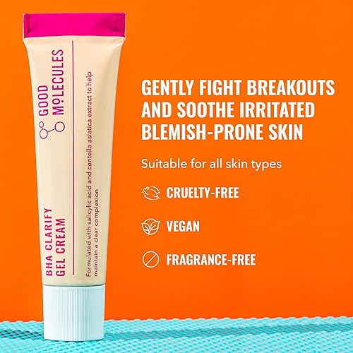 Miniatura 2 de Good Molecules BHA Clarify Gel Cream de 1 onza Formulada con ácido salicílico y extractos de centella asiática Calma la piel propensa a manchas y