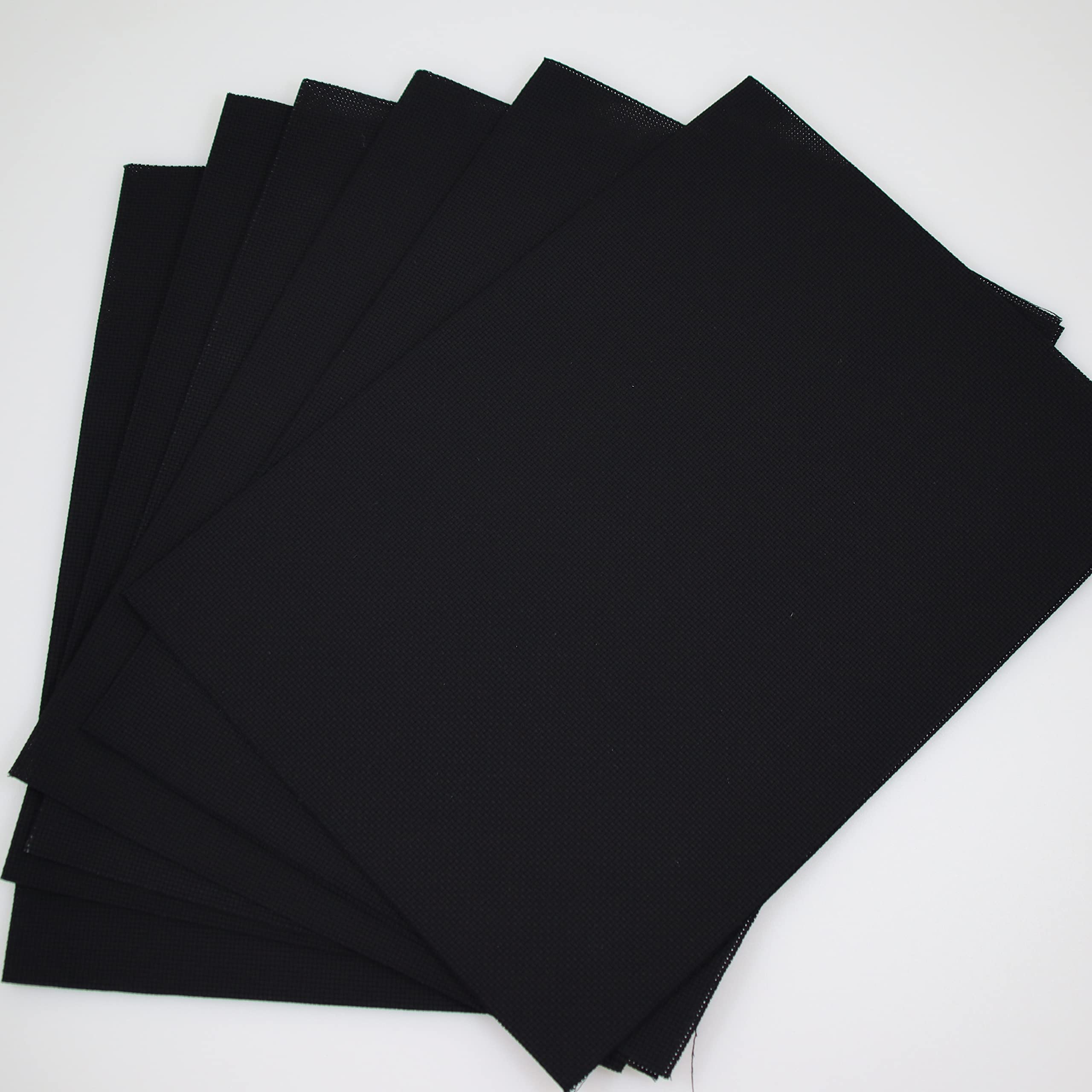 KCS 4/6 pc of 12" x 18" 30cmx45cm 16CT Counted Cotton Aida Cloth Cross Stitch Fabric (Black, 6 pc)
