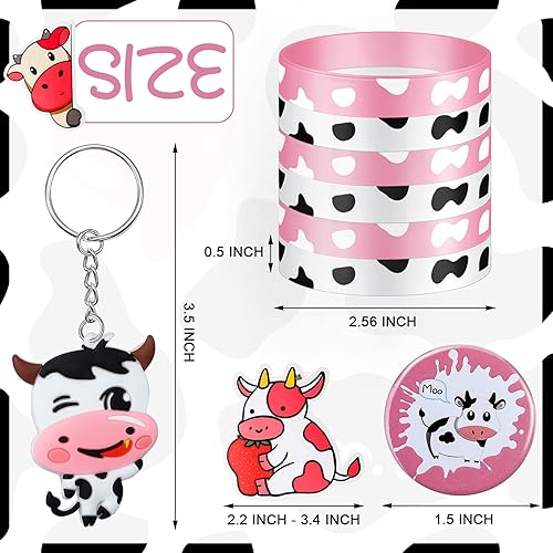 Miniatura 2 de Los suministros de recuerdos de fiesta de vaca incluyen pulseras de silicona de vaca, llavero de vaca, insignias de pin de vaca y calcomanías de