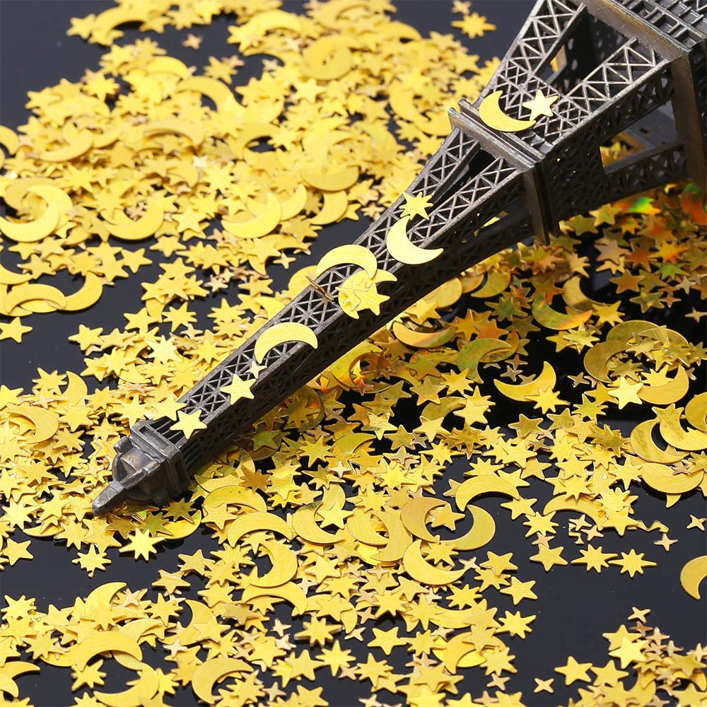 Holographisches Konfetti Sterne & Monde – Golden, Irisierend Für Party-Deko