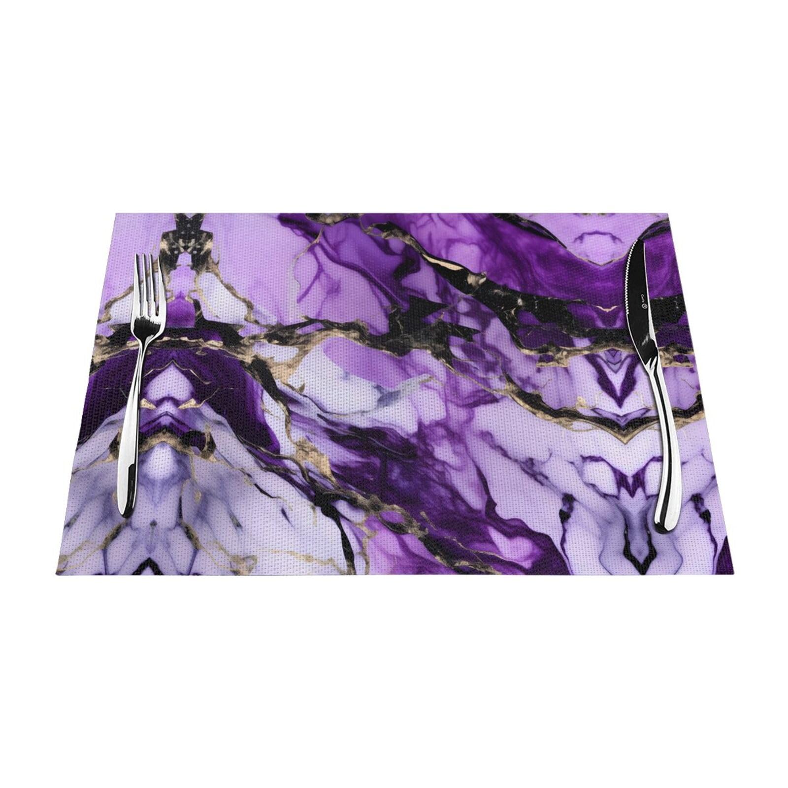 Set de table cuisine marbre violet pour decoration de salle a manger