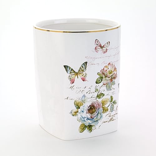 Avanti Linens - Papelera, papelera, decoración de baño, decoración del hogar inspirada en mariposas (colección Butterfly Garden)