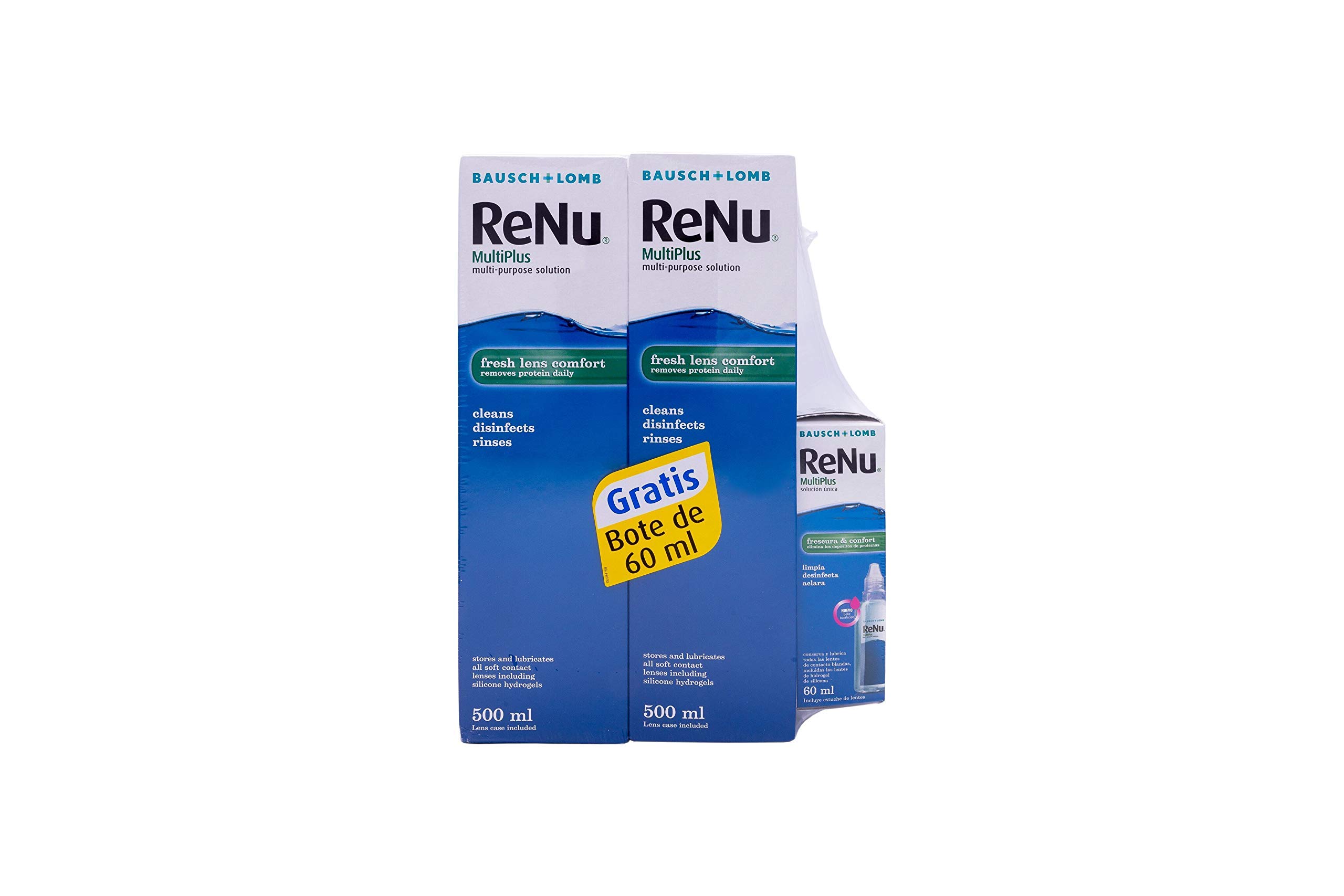 Renu Bausch + Lomb MultiPlus Solución Única 2 x 500ml + 60ml gratis para lentes de contacto blandas
