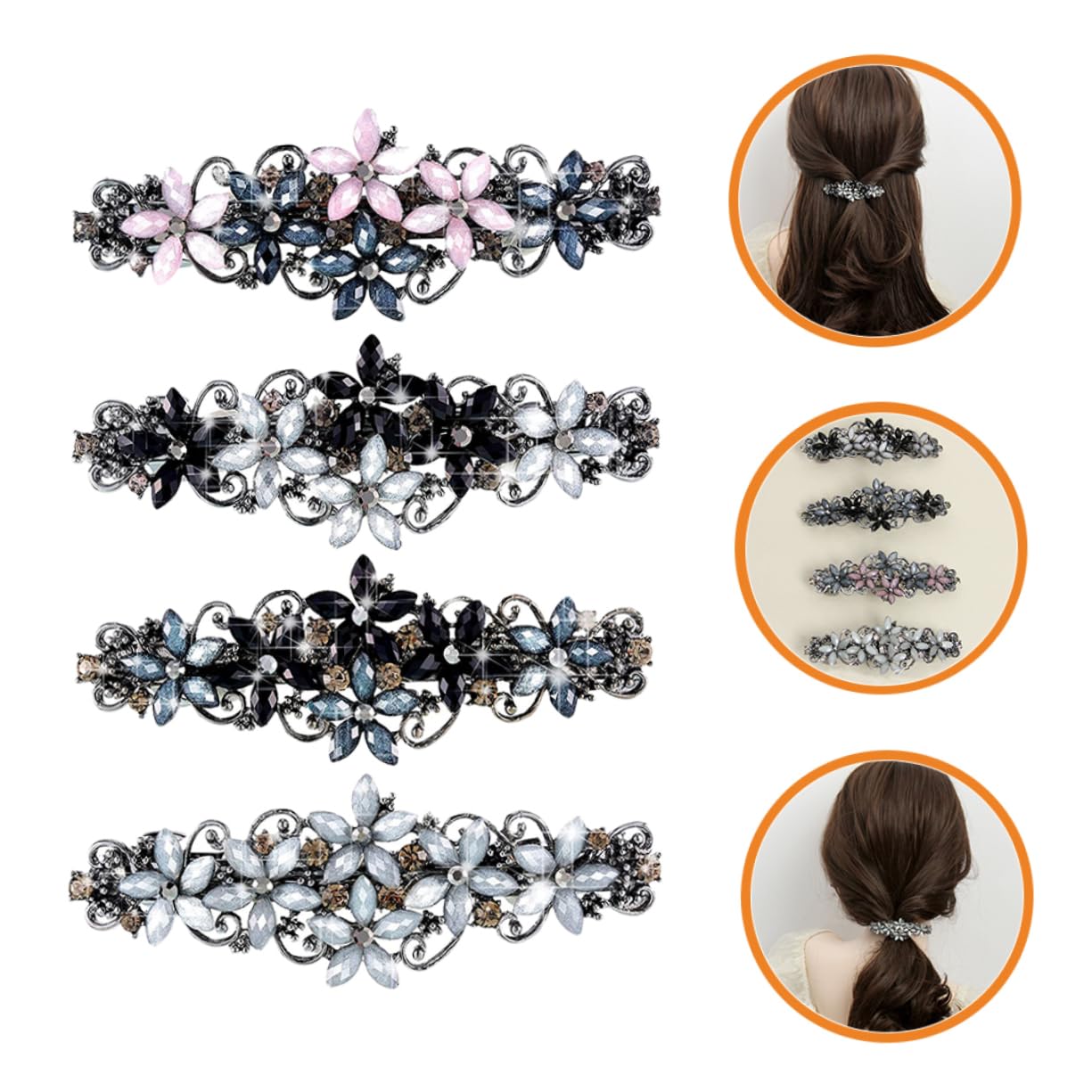 FRCOLOR Set di 16 fermagli per capelli floreali, fermagli per capelli da donna, per capelli, per matrimonio, fermagli per capelli da donna