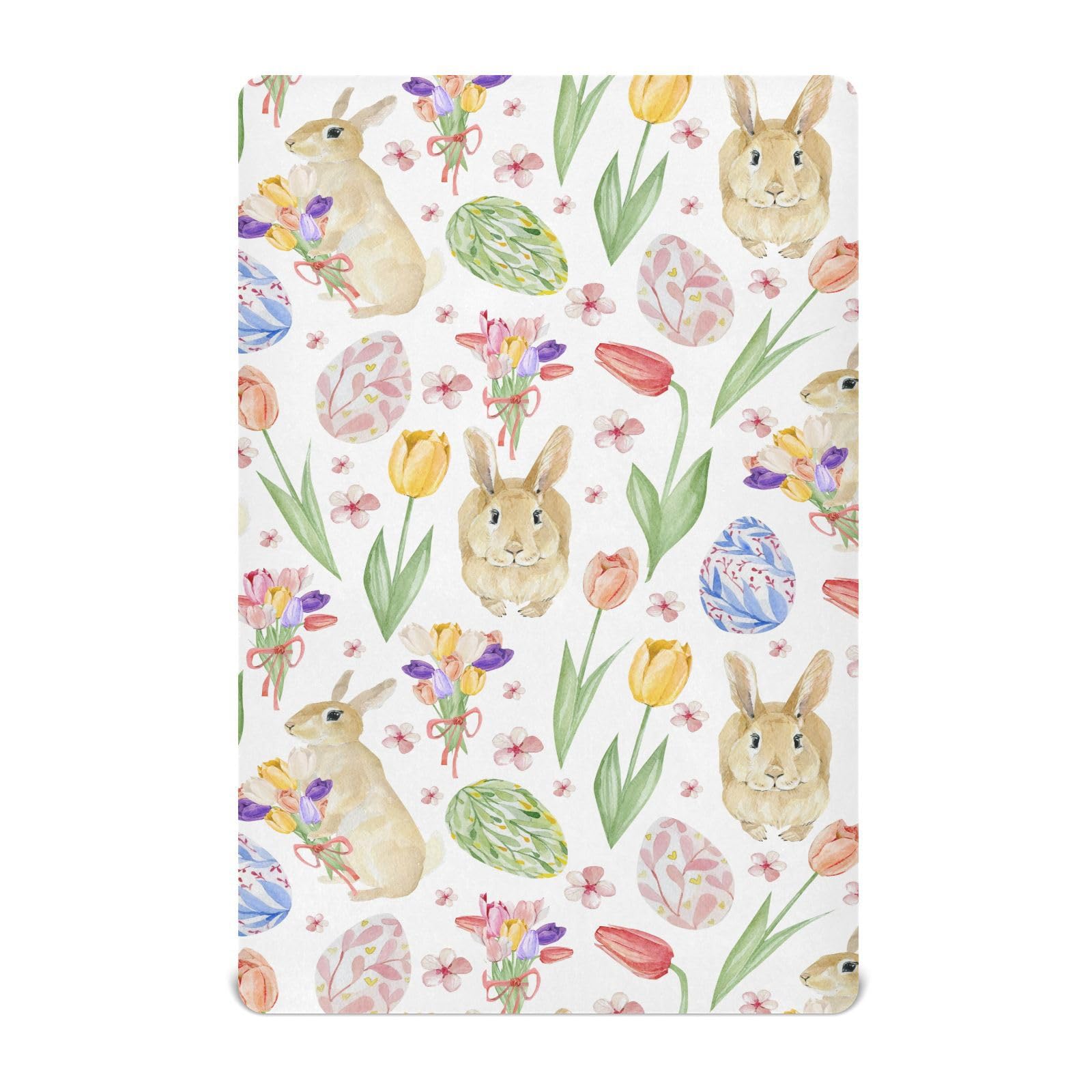 Takiito Easter Bunny Crib Sheet for Boys Girls, Super Soft Breathable Fitted Crib Sheet for Standard Crib & Toddler Mattress, Nursery Sheet, 28x52 in