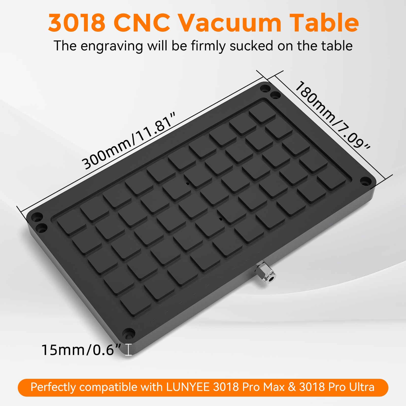 3018 Vakuumtisch für CNC-Serie 3018 Pro Max, 3018 Pro Ultra, Arbeitshaft-Saugnapftisch-Set zum Gravieren und Fräsen, Bereich 300 x 180 x 15 mm