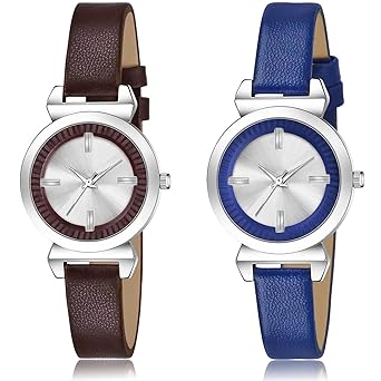 TIMENTER Italian Designer Simple Casual Analog Silver Color Dial Girls Watch - GW19-GW21 (Pack of 2)