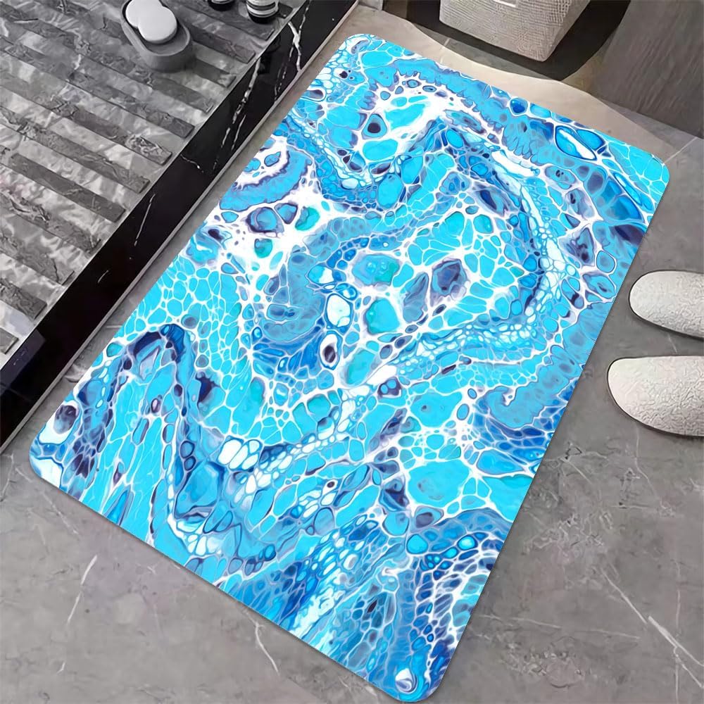 Diatomaceous Earth Bath Mat,North Carolina Blue Ink Art- Non-Slip Volume Super Absorbent Fast Drying Eco-Friendly Easy to Clean for Bathroom Kitchen Door mat 16×24Inch (40 * 60cm)