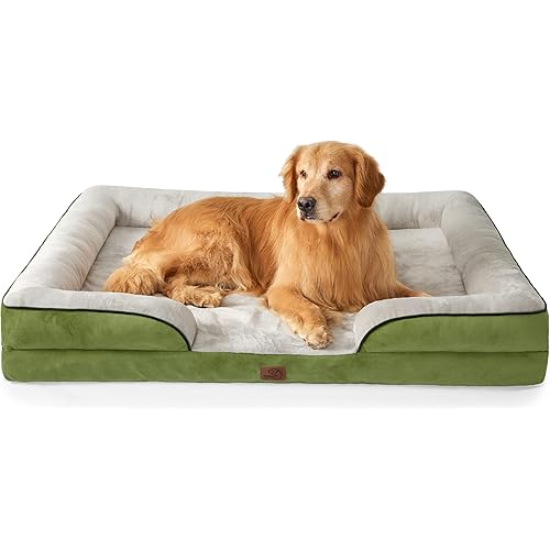 Bedsure XXL Orthopedic Dog Bed - Washable Great Dane Dog Sofa Bed for Giant Dogs, Supportive Foam Pet Couch Bed with Removable Washable Cover, Waterproof Lining and Nonskid Bottom, Turquoise