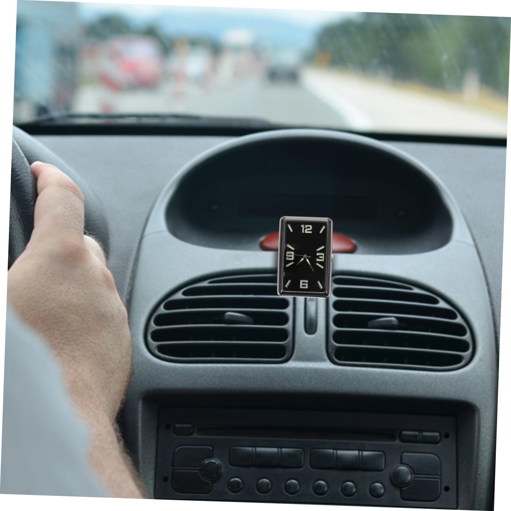 Reloj para Salpicadero de Coche Cuadrado, Pequeño y Analógico, Lente Transparente para Mejor Visibilidad Durante la Conducción y Uso en Oficina o Casa