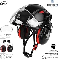 Vista 2 de Casco de seguridad para casco duro y protección para los oídos, aprobado por ANSI Z89.1, kit de casco de trabajo ligero ventilado, casco