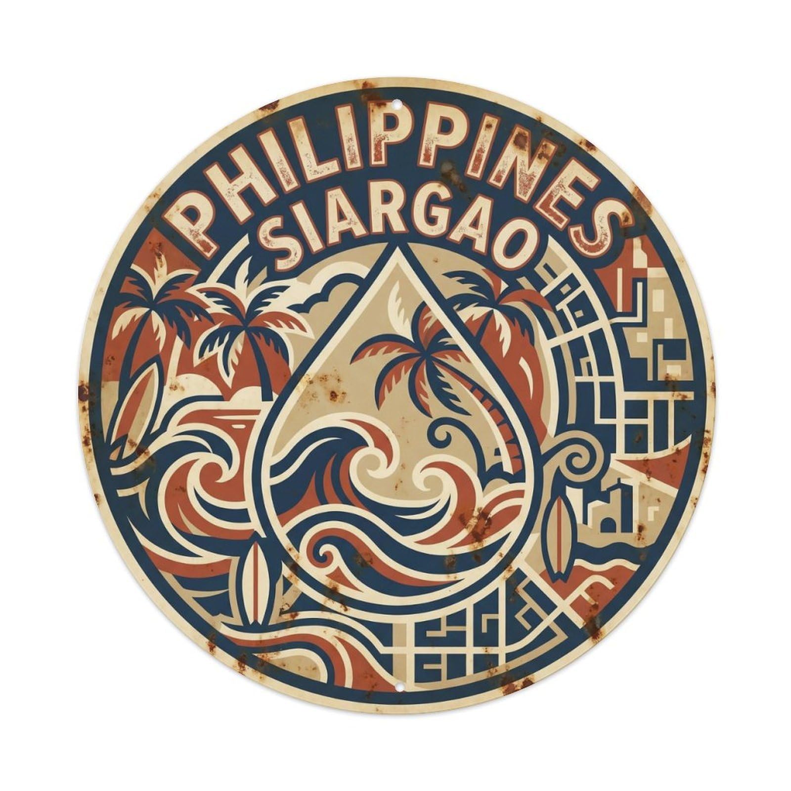 Odgynaw 8X8inch(20X20cm) Philippines Siargao Island Ocean Coast Resort Metal Tin Sign