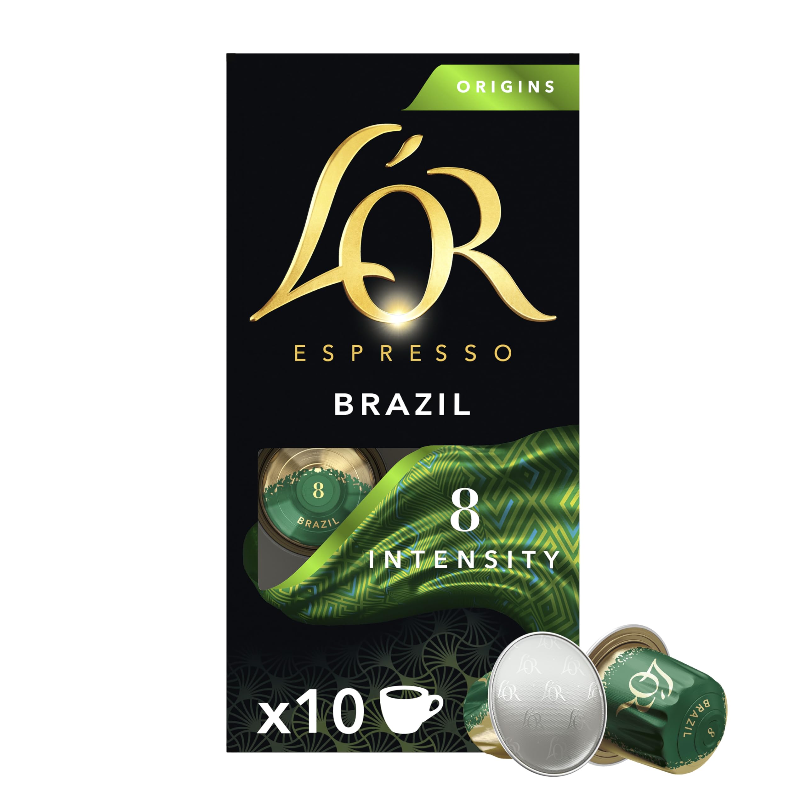 L'OR Espresso Café Brazil Orígenes | 200 Cápsulas | Intensidad 8, Compatible con máquinas Nespresso