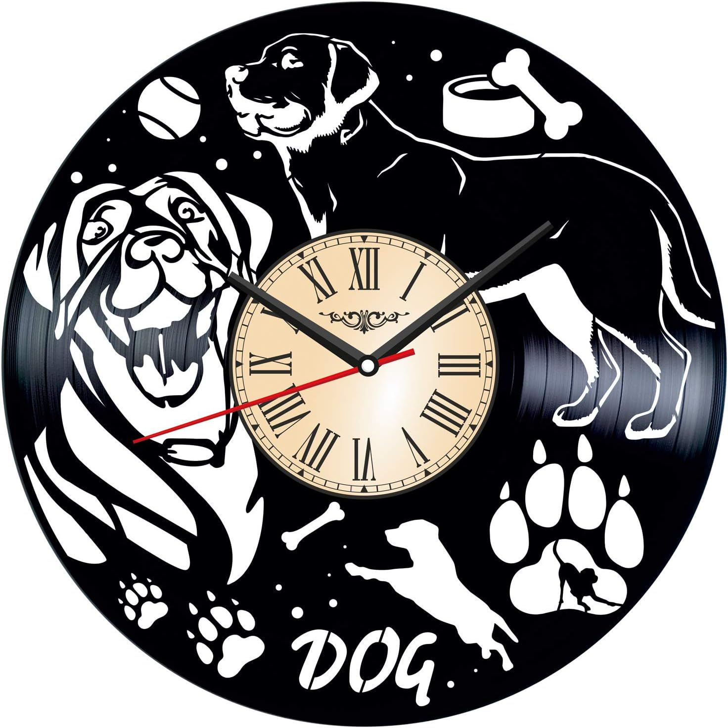 Dog Vinyl Wall Clock Home Decor Him Her Birthday