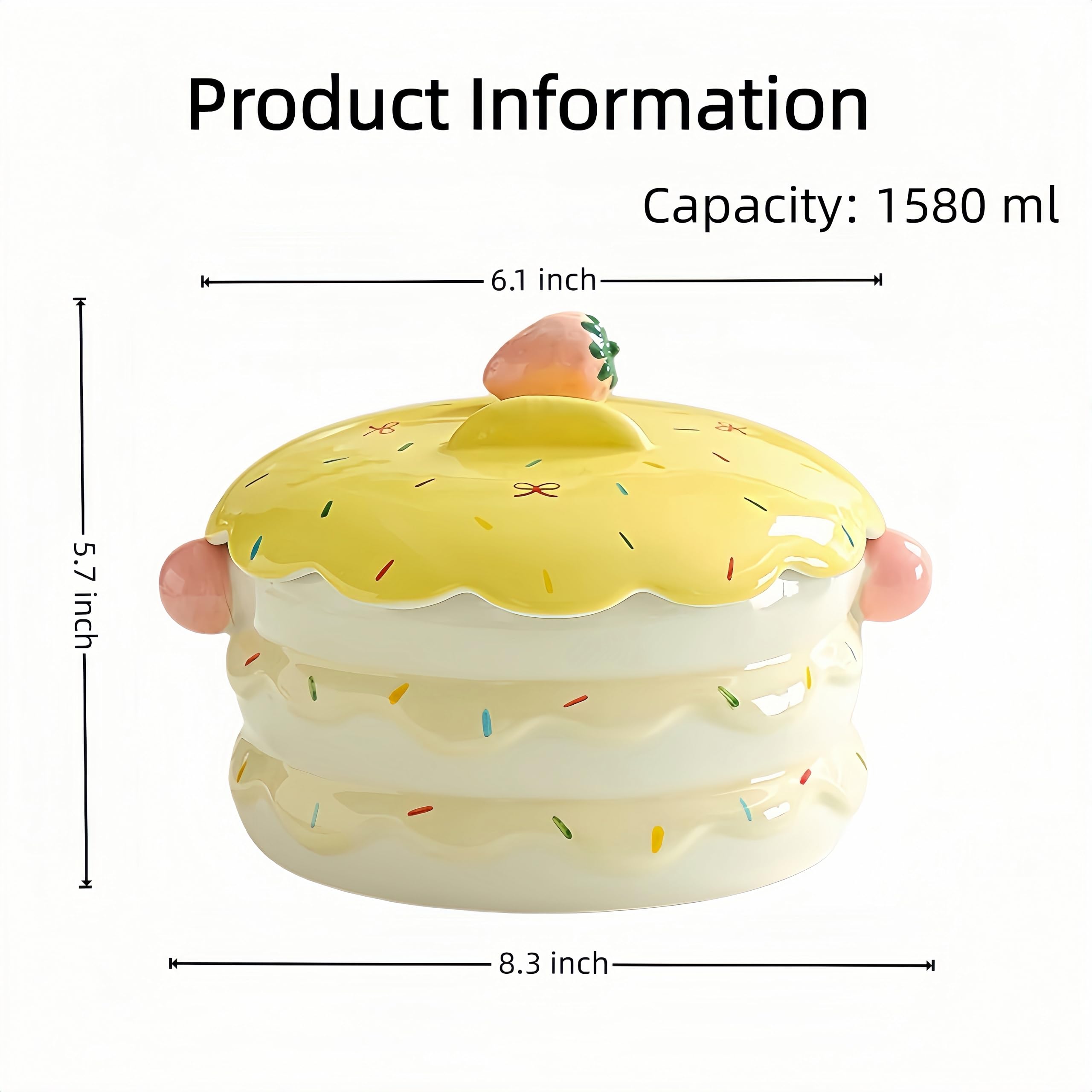 Urocza ceramiczna miska ramen z pokrywką, 590 ml, zabawny pojemnik na żywność na zupę, sałatkę, przekąski, świetny prezent dla miłośników jedzenia (1)