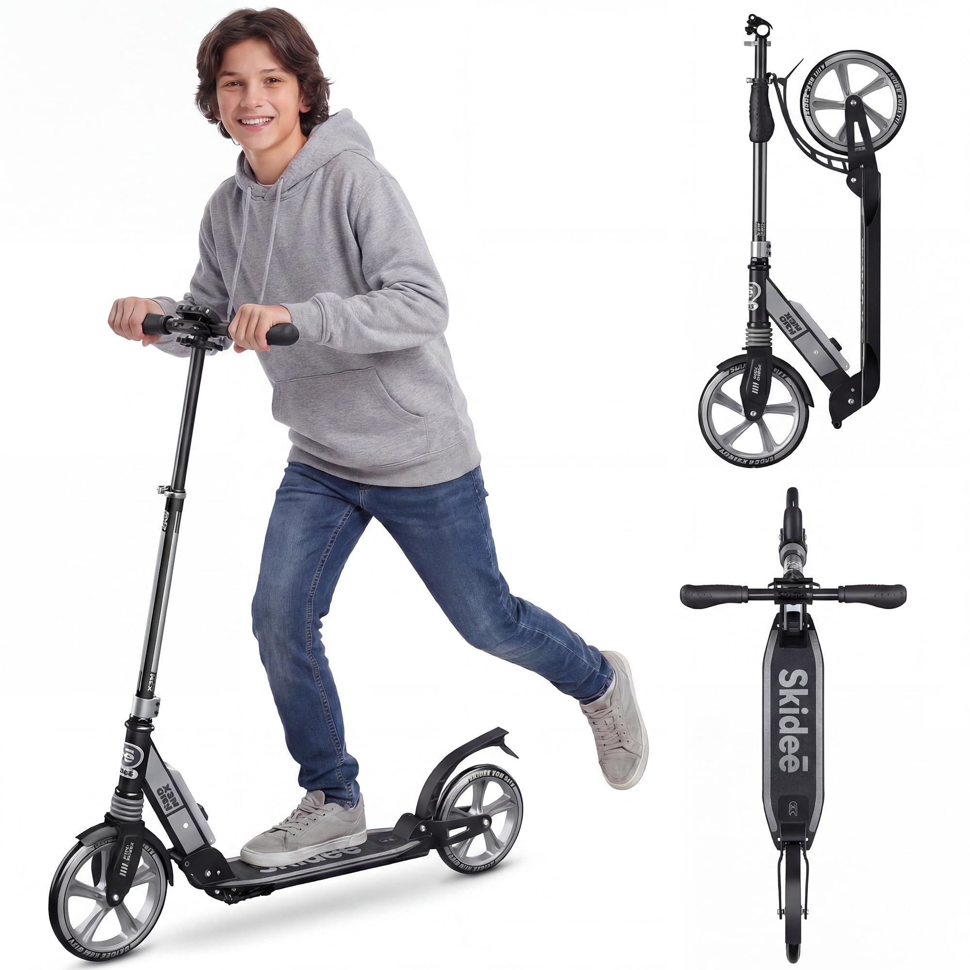 Scooter for Kids Ages 6-12 - Scooters for Teens 12 Years and Up - Adult Scooter with Anti-Shock Suspension - Scooter for Kids 8 Years and Up with 4 Adjustment Levels Handlebar Up to 41 Inches High