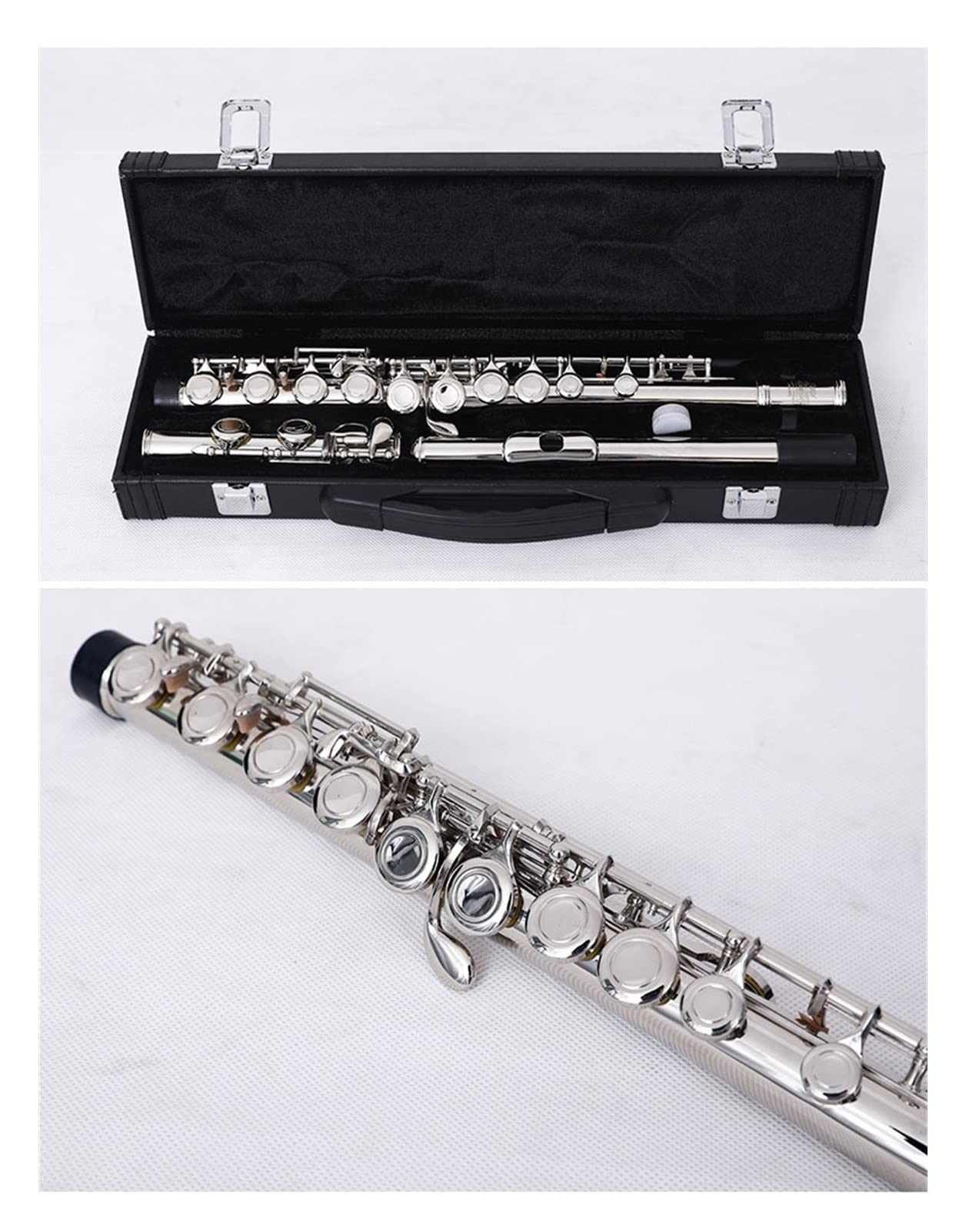 16/17 Schließen/Offene Löcher C Schlüsselflöte Cupronickel Nickel/Versilbert Flöte Mit E-Taste Querflöte (Color : 16 Closed Nickel)