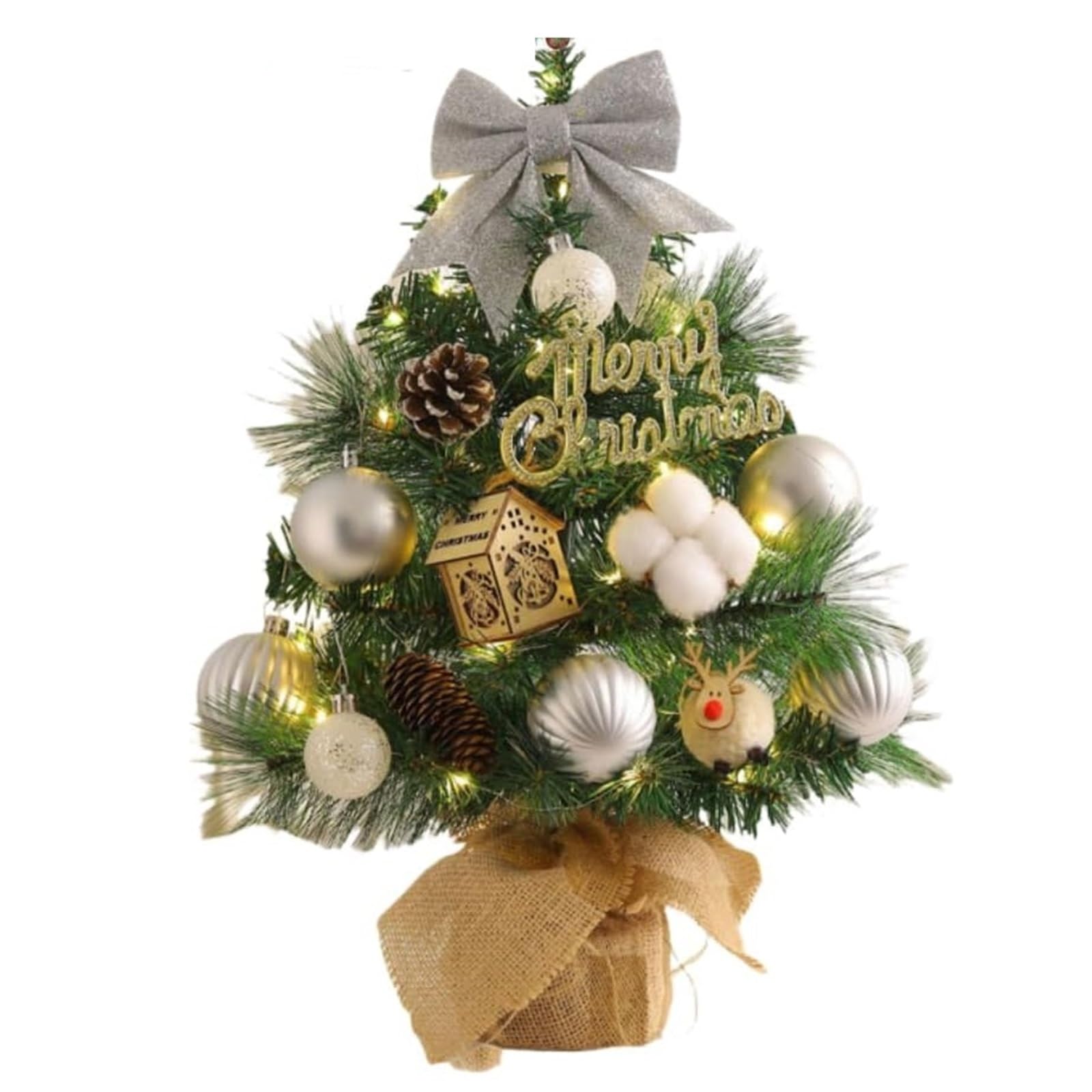 Mini albero di Natale artificiale da 45 cm/17,7 pollici, piccolo albero da tavolo for decorazioni fai da te for le feste e for l'ufficio Piante artificiali(Style 3)
