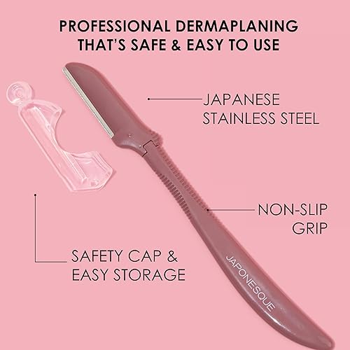 Miniatura 7 de JAPONESQUE Maquinillas de afeitar faciales Dermaplaner de precisión: juego de 2 unidades, 6 piezas, maquinillas de afeitar de cejas y cabello facial