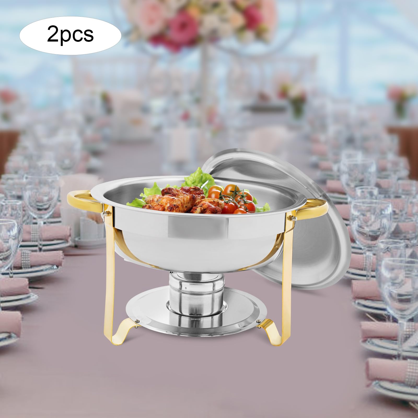 Set di 2 pezzi, in acciaio inox, per catering commerciale, banchetti