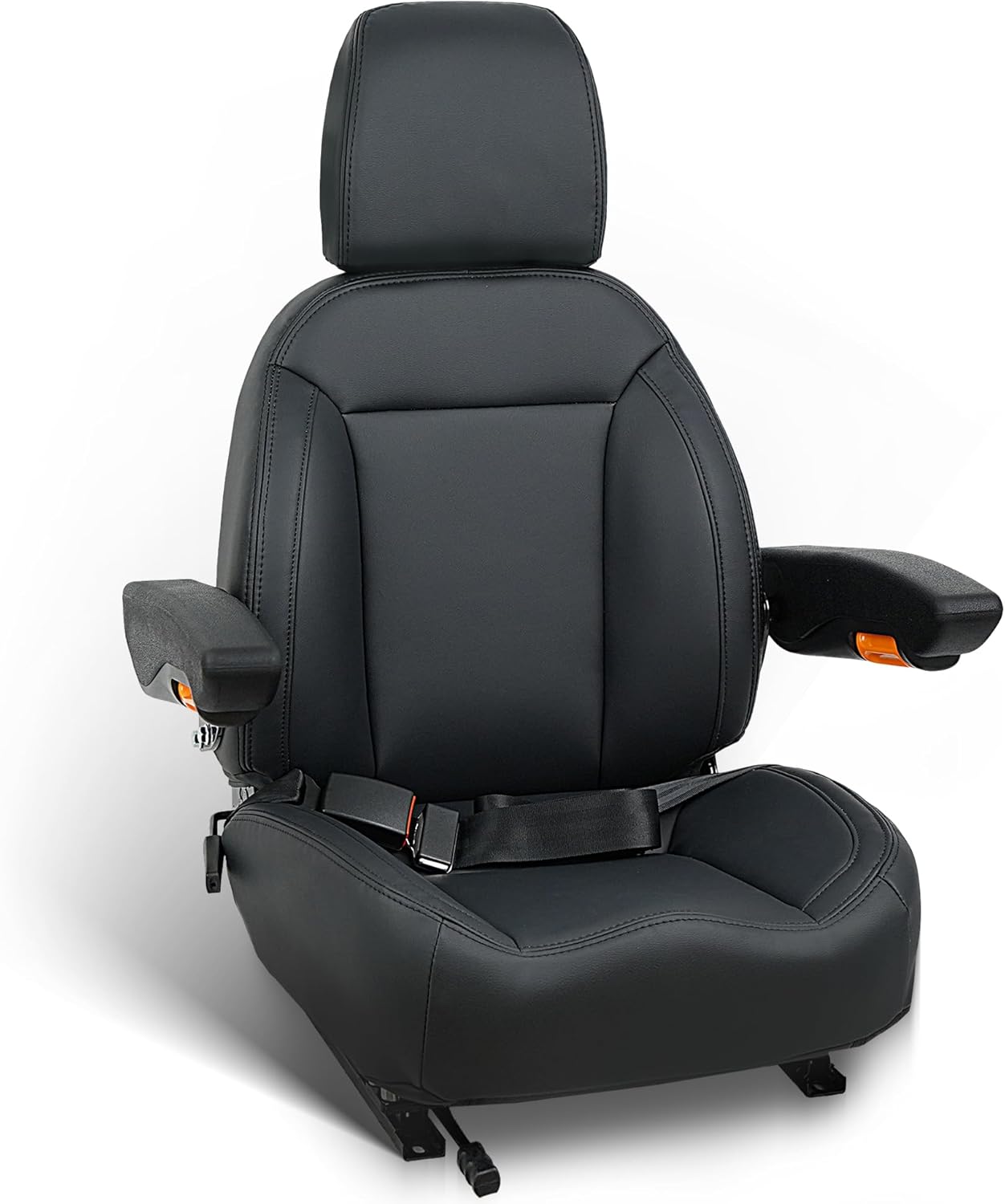 Universal Zero Turn Mower Seat,Forklift Tractor Seat with Safety Seatbelt,Micro Switch,Adjustable Backrest,Headrest Armrests Fits Zero Turn Seat Skid Steer Loader Dozer Telehandler(Black)