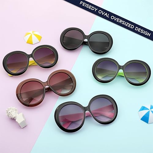 Vista 6 de FEISEDY Ovalado De Gran Tamaño De Moda Gafas De Sol Mujeres Hombres Elegante Retro Marco Grande Vacaciones Gafas De Sol UV400 Protección B0017