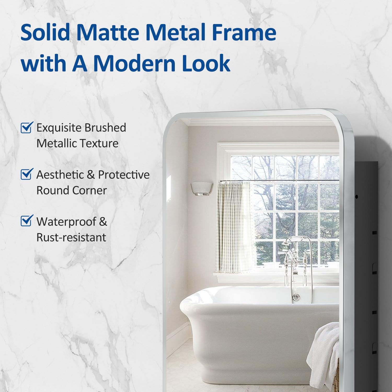 ACEMIRO 16x24 Inch Medicine Cabinet with Mirror Brushed Silver Metal Framed Recessed Bathroom Mirror Medicine Cabinet Wall Mounted image 3